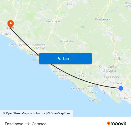 Fosdinovo to Carasco map