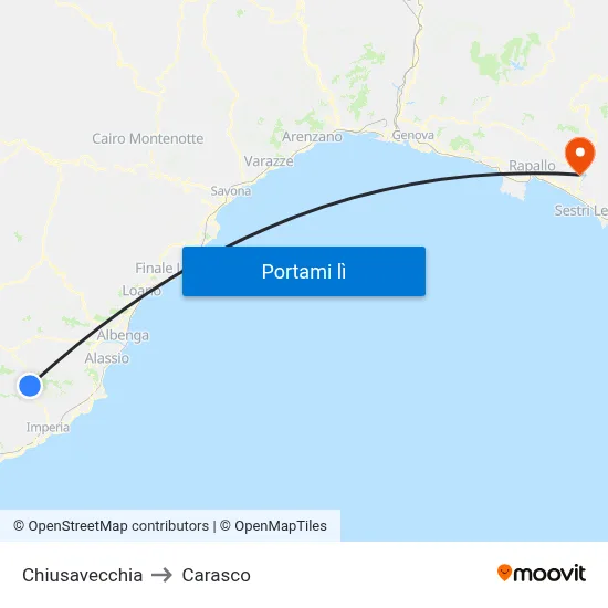 Chiusavecchia to Carasco map