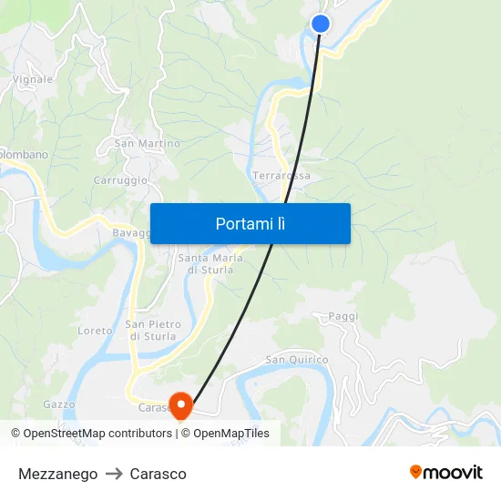 Mezzanego to Carasco map