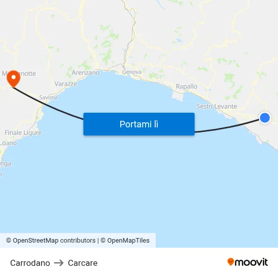 Carrodano to Carcare map