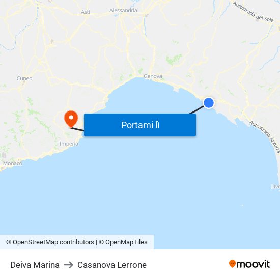 Deiva Marina to Casanova Lerrone map