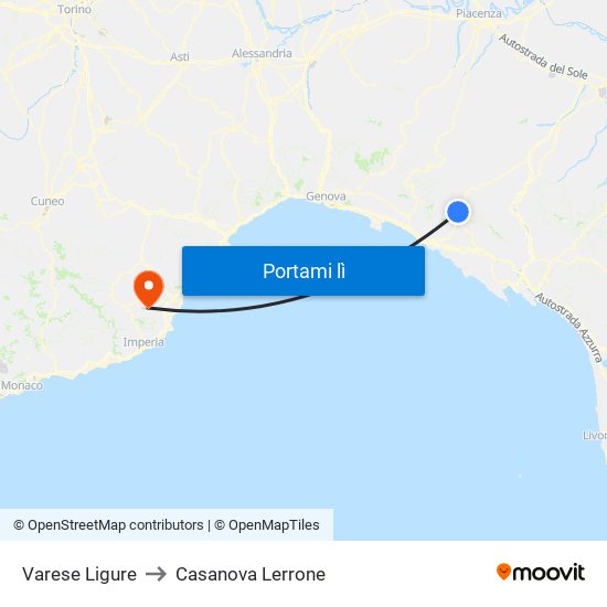 Varese Ligure to Casanova Lerrone map