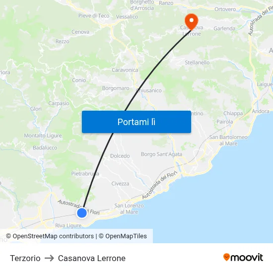 Terzorio to Casanova Lerrone map