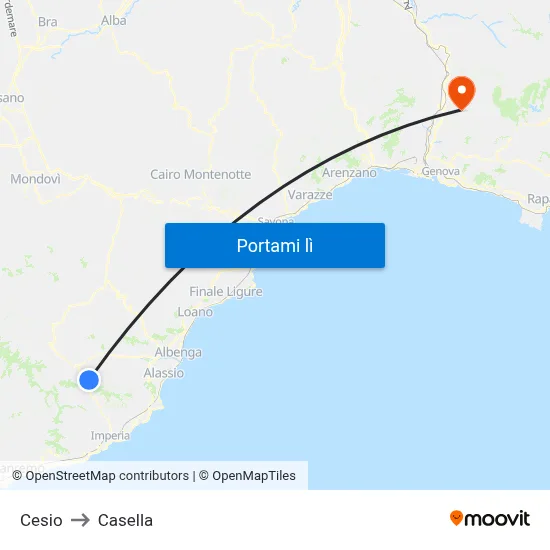 Cesio to Casella map