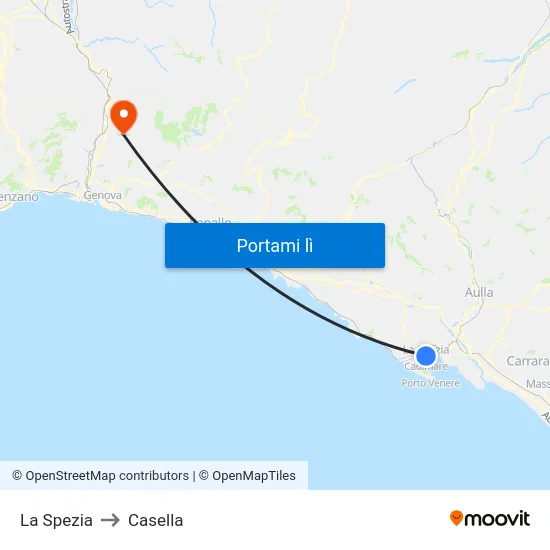 La Spezia to Casella map