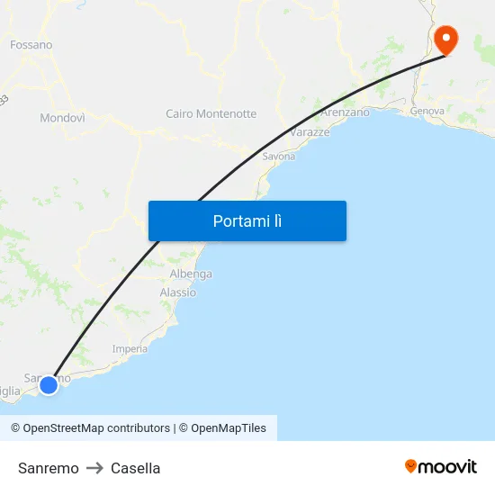 Sanremo to Casella map