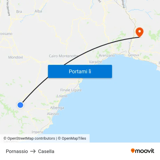 Pornassio to Casella map