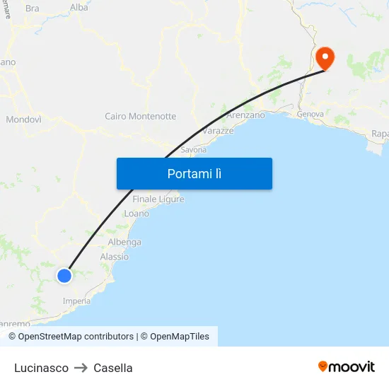 Lucinasco to Casella map