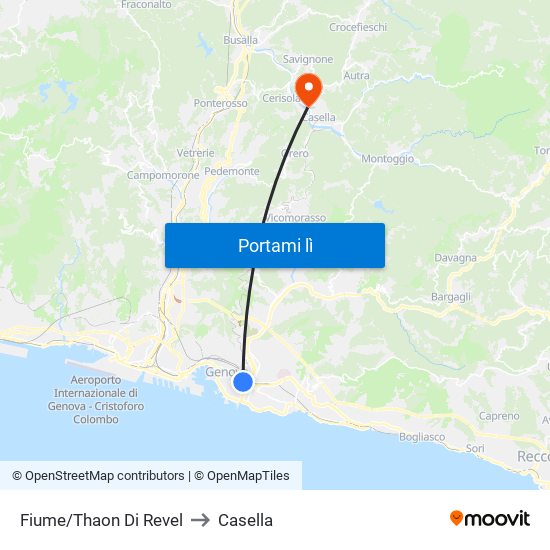 Fiume/Thaon Di Revel to Casella map