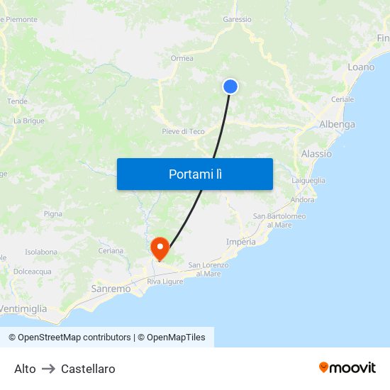 Alto to Castellaro map
