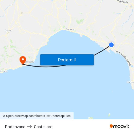 Podenzana to Castellaro map