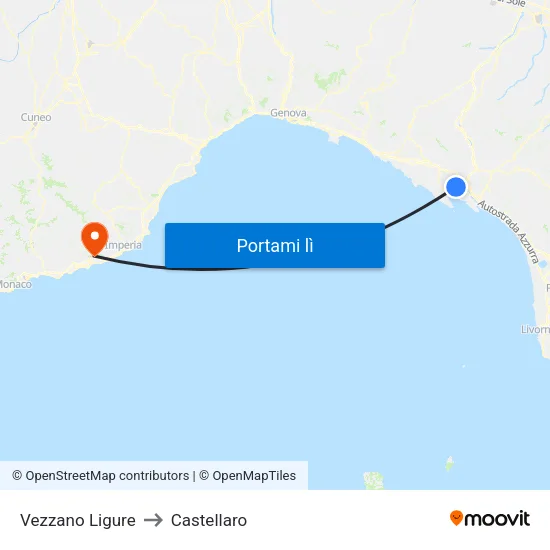 Vezzano Ligure to Castellaro map