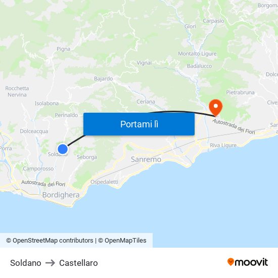 Soldano to Castellaro map