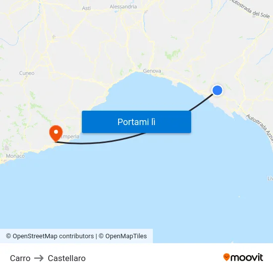Carro to Castellaro map
