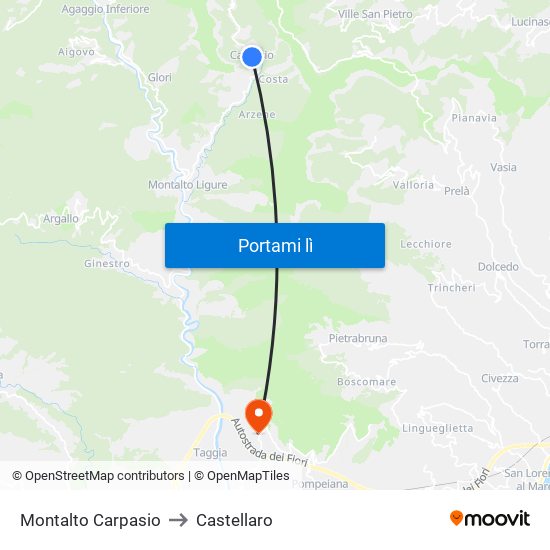 Montalto Carpasio to Castellaro map