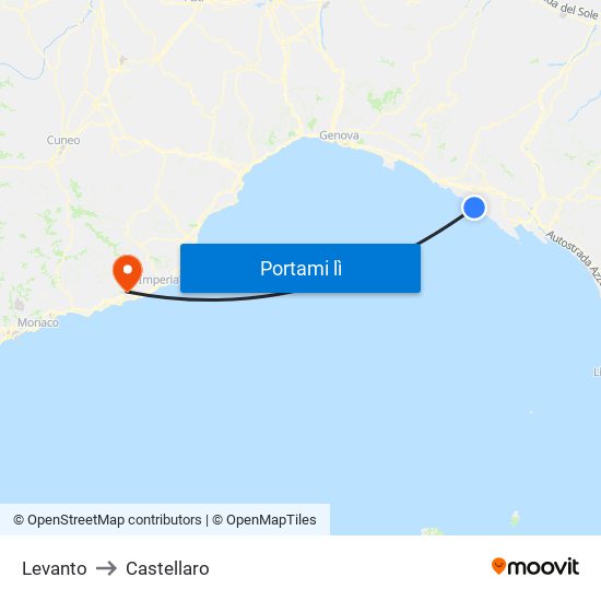 Levanto to Castellaro map