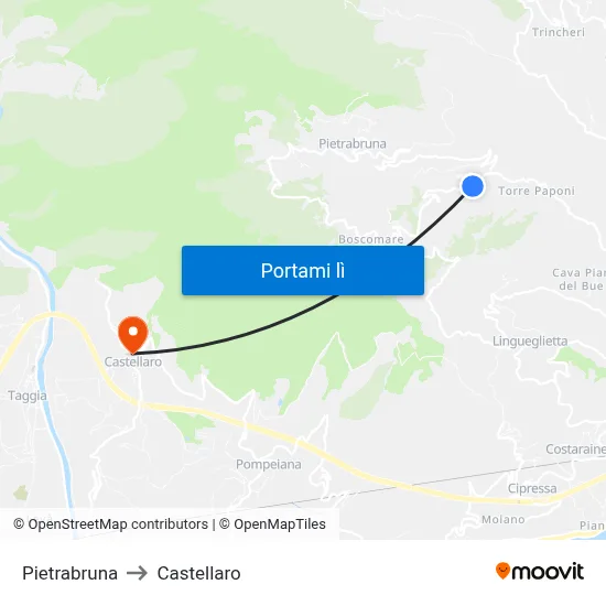 Pietrabruna to Castellaro map