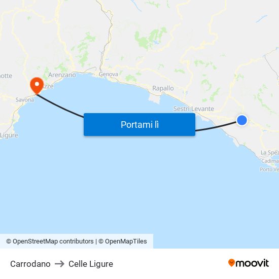 Carrodano to Celle Ligure map