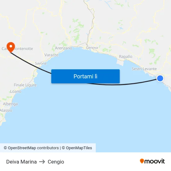 Deiva Marina to Cengio map