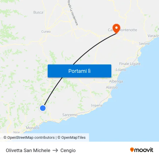Olivetta San Michele to Cengio map