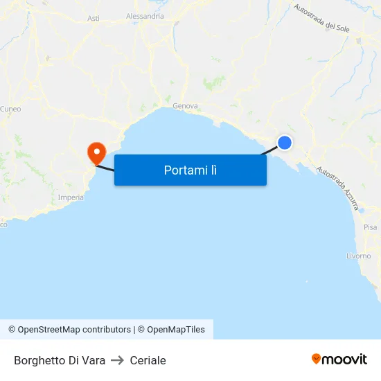 Borghetto Di Vara to Ceriale map