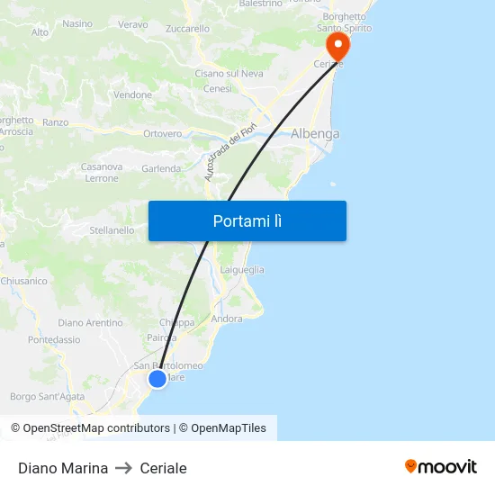 Diano Marina to Ceriale map