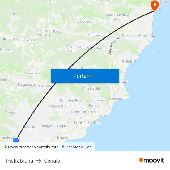 Pietrabruna to Ceriale map