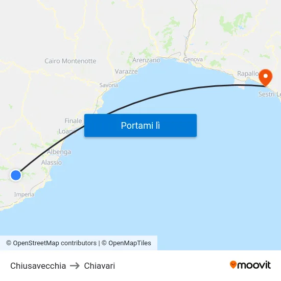 Chiusavecchia to Chiavari map