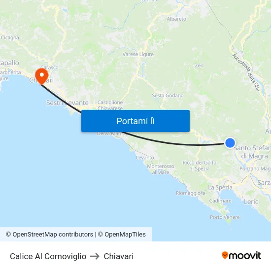 Calice Al Cornoviglio to Chiavari map