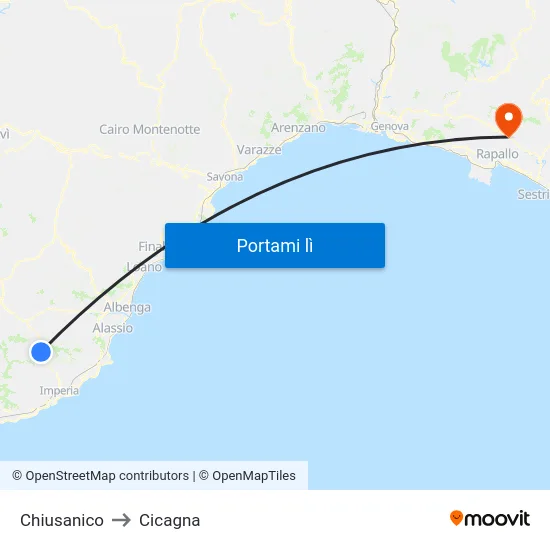 Chiusanico to Cicagna map