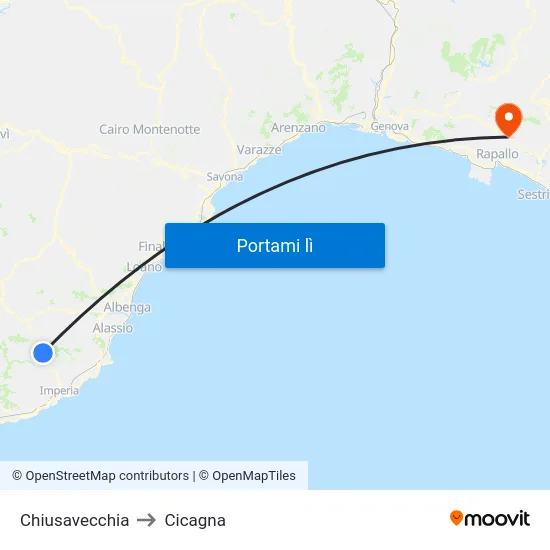 Chiusavecchia to Cicagna map