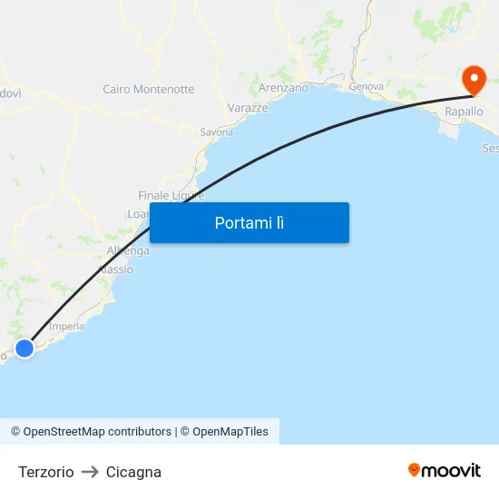 Terzorio to Cicagna map