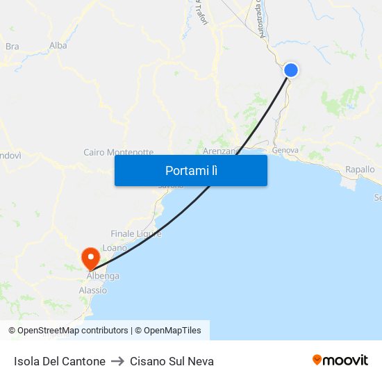 Isola Del Cantone to Cisano Sul Neva map