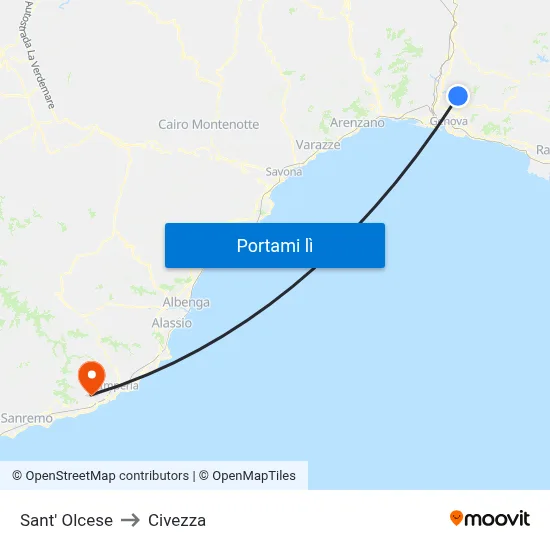 Sant' Olcese to Civezza map