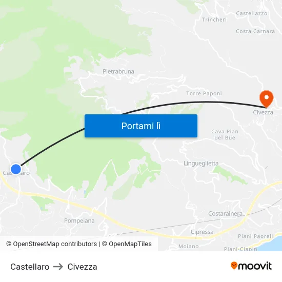 Castellaro to Civezza map