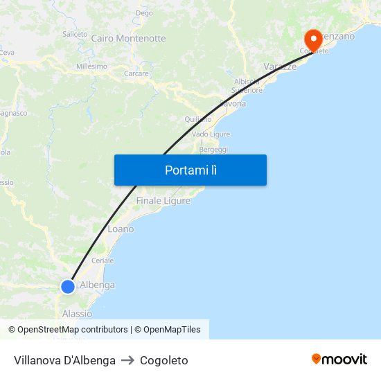 Villanova D'Albenga to Cogoleto map
