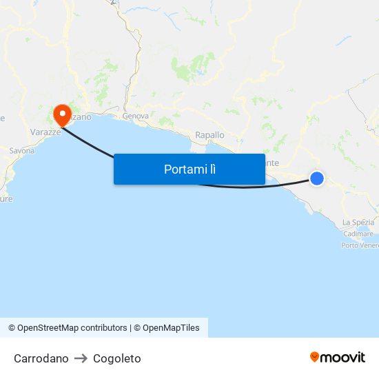 Carrodano to Cogoleto map