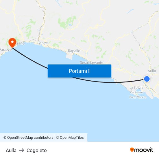 Aulla to Cogoleto map