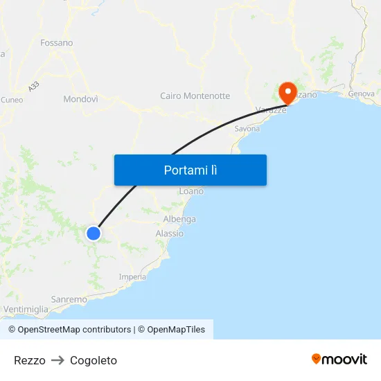 Rezzo to Cogoleto map