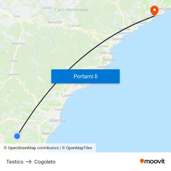 Testico to Cogoleto map