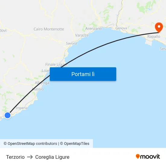 Terzorio to Coreglia Ligure map