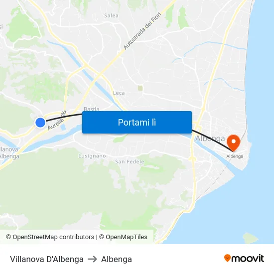 Villanova D'Albenga to Albenga map