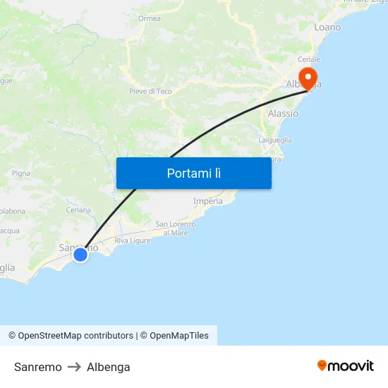 Sanremo to Albenga map