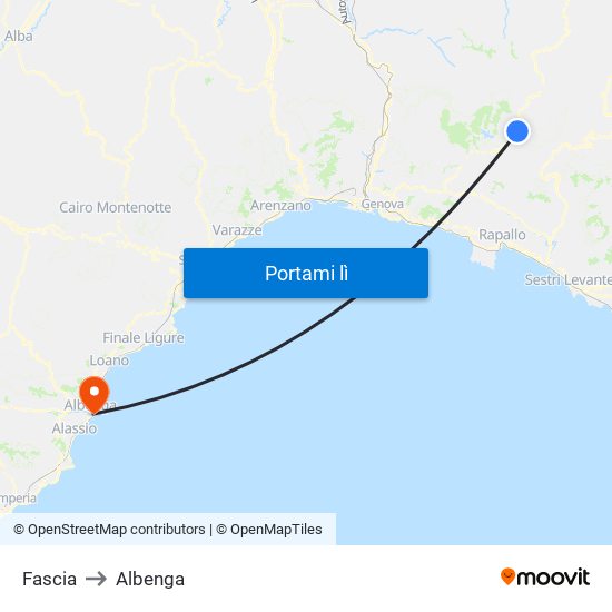 Fascia to Albenga map