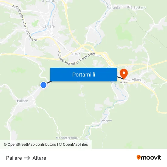 Pallare to Altare map