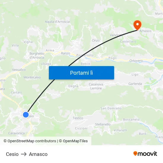 Cesio to Arnasco map