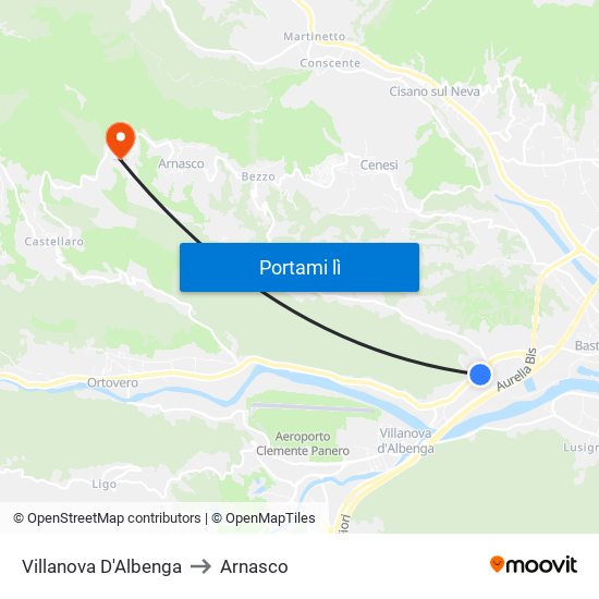Villanova D'Albenga to Arnasco map
