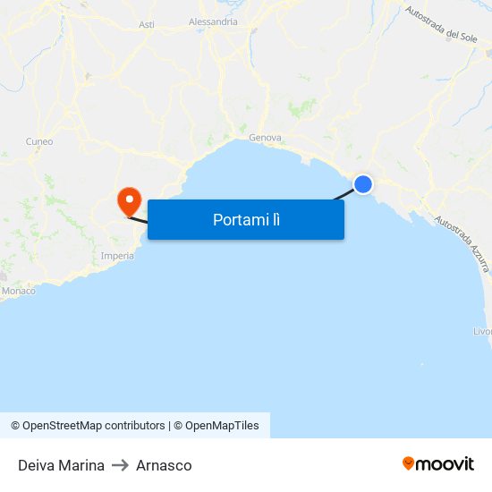 Deiva Marina to Arnasco map