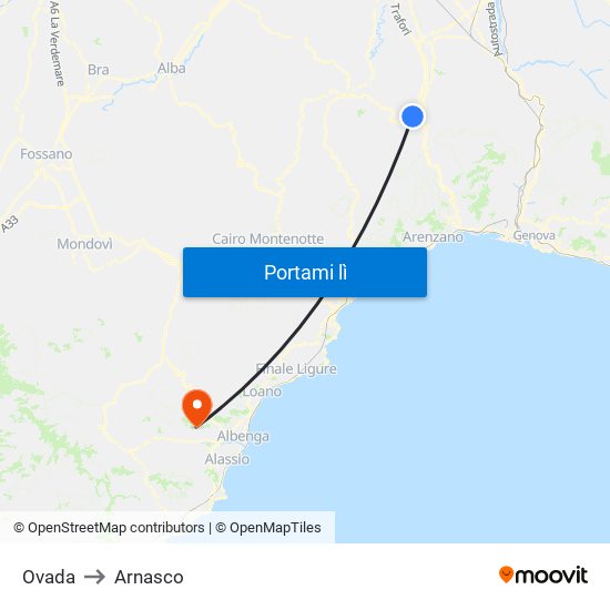 Ovada to Arnasco map
