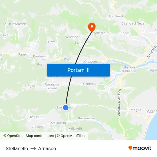 Stellanello to Arnasco map